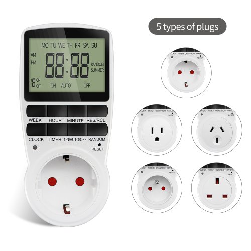 Image of Electronic Digital Timer Switch EU FR BR Plug Kitchen Timers 230V 7 Day12/24 Hour Programmable Control Timing Socket Outlet
