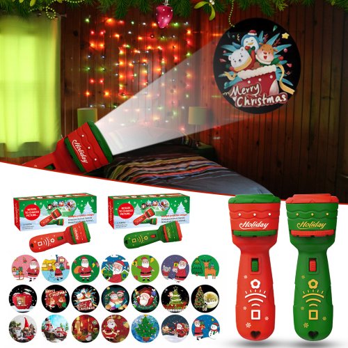 Afbeelding van Zaklamp Kerstprojector levensecht 21-patronen Kerstman kerstboom onderwijs speelgoed cadeau