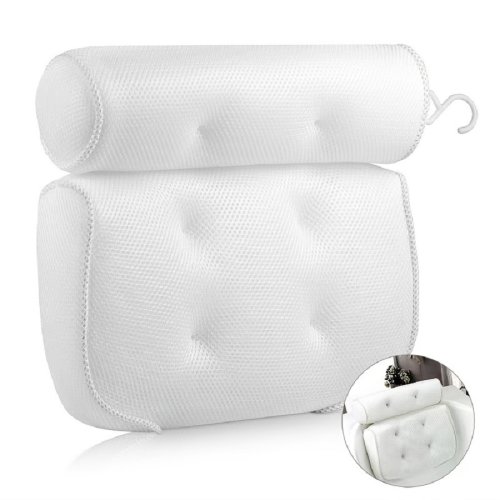 Imagen de 1 almohada para bañera de spa con ventosas antideslizantes para soporte para cuello y espalda, accesorio para bañera/baño