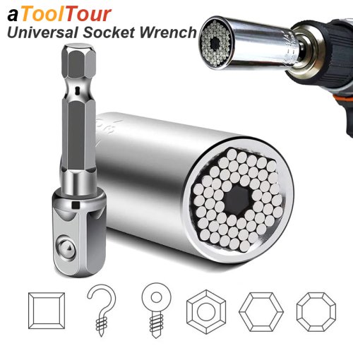 Universele Dopsleutel Hoofd Set met Mouw Gadget 7-19mm – Boormachine Adapter, Spanner, Moersleutel en Magic Grip Multitool voor Alles