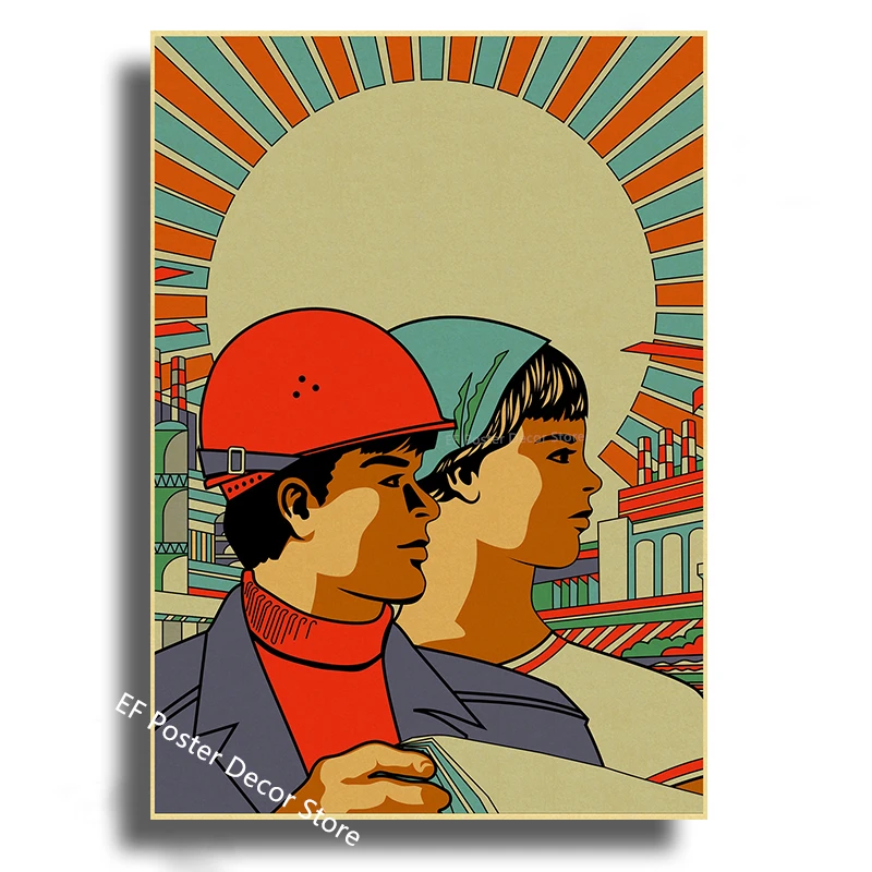Afbeelding van Vintage Stalin USSR CCCP Poster Poster Esthetische Prints en Posters Wall Art Retro Schilderen Home Room Cafe Club Dorm Wall Decor