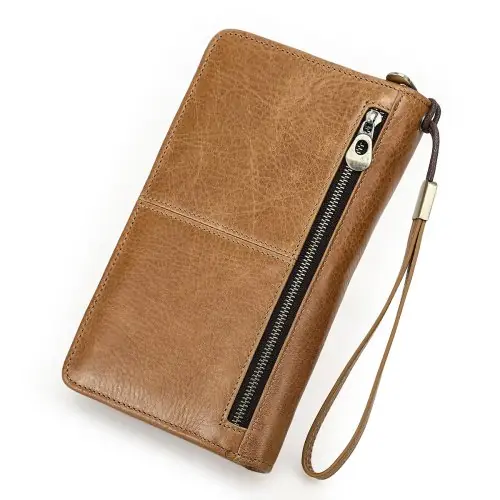 Image de Pochette Passeport Famille en Cuir Véritable - Fermeture Éclair, 4 Couleurs