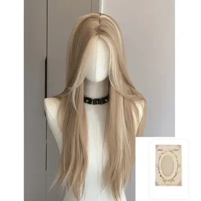 Image de Perruque Blonde Longue Ligne Droite - Dentelle Avant Synthétique