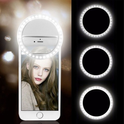 Image of USB Charging LED Selfie Ring Light with Phone Lens Clip – Bright, Adjustable Ring Flash for iPhone, Samsung, Xiaomi & Other Smartphones