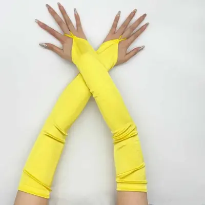 Image de Gants Longs Sans Doigts Satin - Style Rétro Élégant