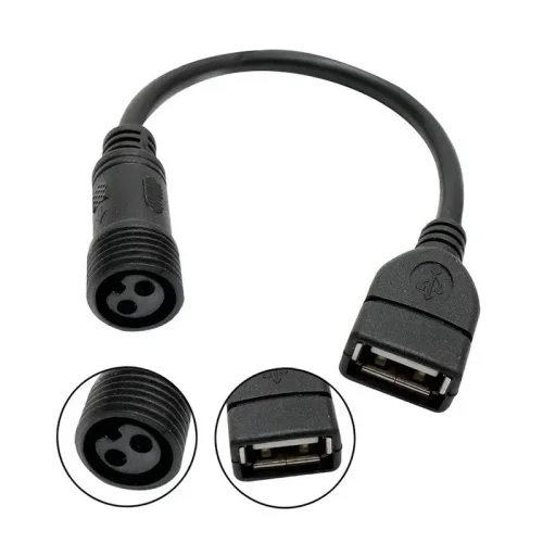 Immagine di Cavo connettore esterno da 2 pin a USB femmina per pannello luce solare Adattatore linea di conversione da 2 core maschio femmina a USB impermeabile