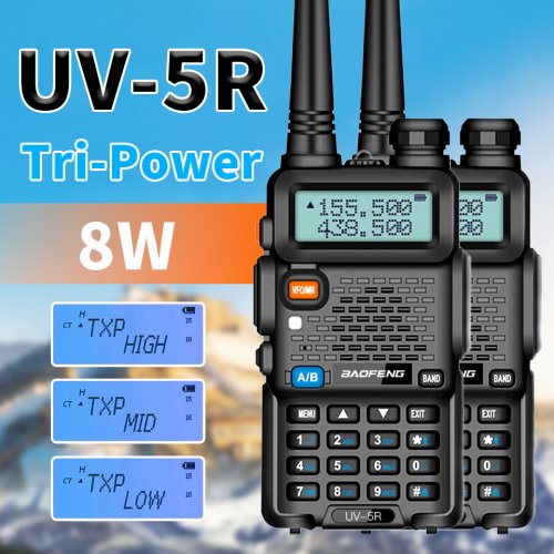 Afbeelding van Baofeng UV-5R Walkie Talkie Set - Dubbelband VHF/UHF FM Radio met 128 Kanalen, 5W/8W, Draagbare Tweewegradio voor Langafstandskommunicatie