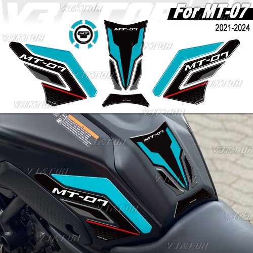 Zdjęcie Naklejka ochronna 3D z żywicy na zbiornik paliwa dla motocykla Yamaha MT-07 – idealna ochrona przed zadrapaniami i uszkodzeniami