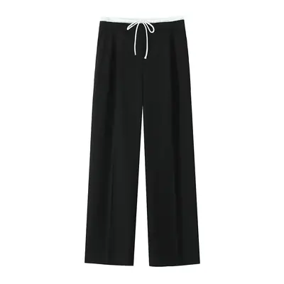 Image de Pantalons Baggy Femme Noir Taille Haute - Style Décontracté Automne 2024