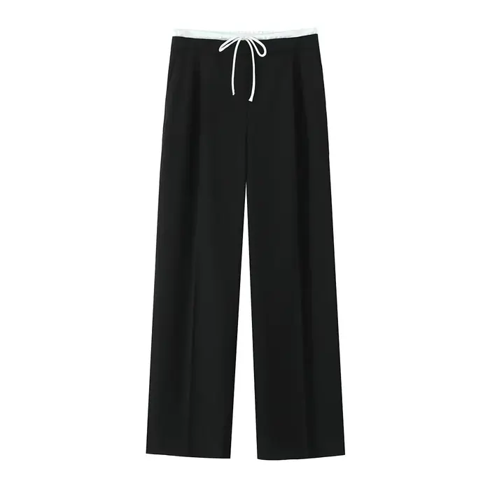Image de Pantalons Baggy Femme Noir Taille Haute - Style Décontracté Automne 2024