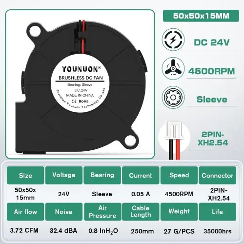 Image de Ventilateur de Refroidissement 50mm Sans Brosse - 5V/12V/24V