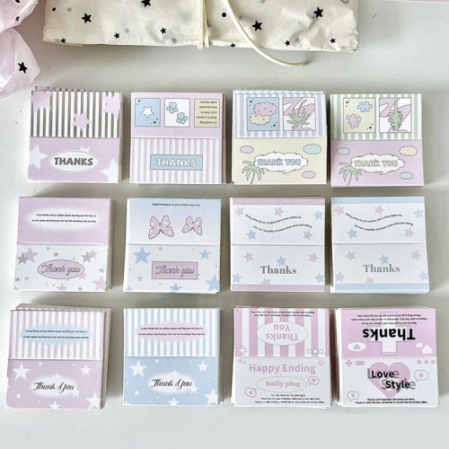 Imagen de Tarjetas de agradecimiento bonitas de 20-50 Uds., 5,4x5,4 cm, tarjeta colgante plegable para exhibición de joyería diy, embalaje de papelería, etiqueta de precio al por menor