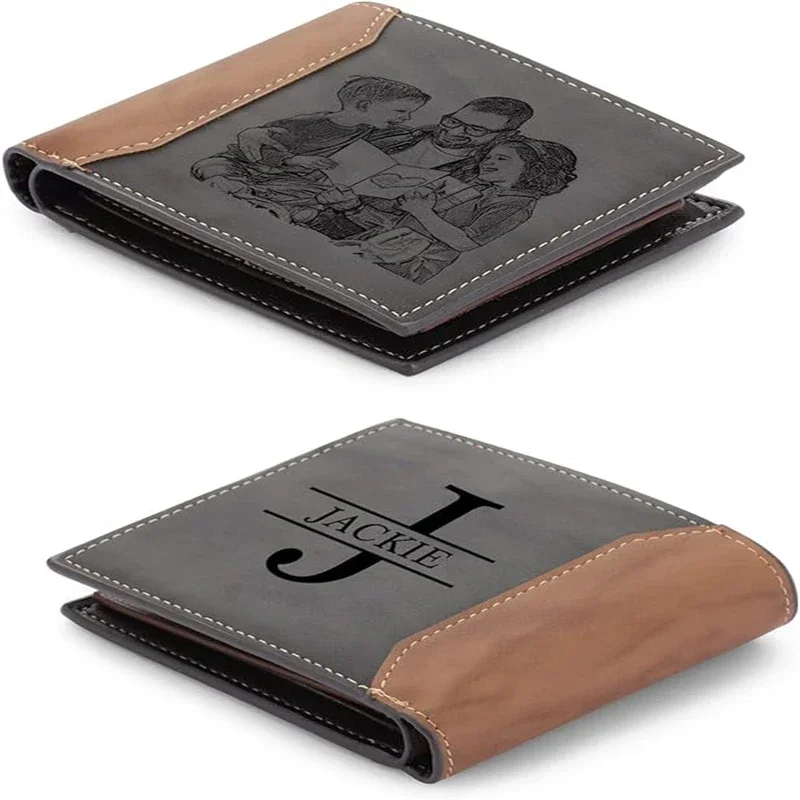 Imagen de Nombre de foto personalizado Cartera plegable Tarjetero Hombres Regalo personalizado para Navidad Marido Día del Padre Aniversario Regalos de cumpleaños