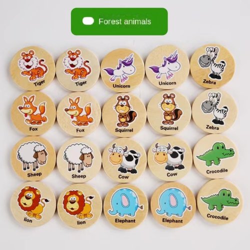 Bild von Entdecke das gleiche Muster – Puzzlespiel für Kinder mit Cartoon-Tieren, Gedächtnistraining, Schach-Logik und Montessori-pädagogischem Holzspielzeug