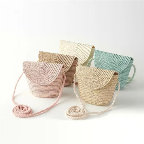 Afbeelding van Schattige Weven Handtas voor Klein Meisje - Zomerse Crossbody Tas van Natuurlijk Gras, Modevolle Schoudertas voor Strand en Dagelijks Gebruik