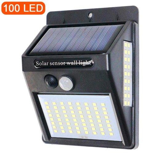 Afbeelding van Zonnepaneel Straatlamp met Bewegingssensor – 100 LED’s & 3-zijdige Verlichting