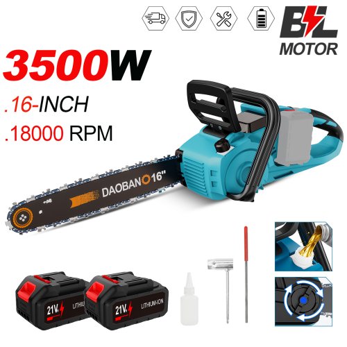 Motosierra eléctrica sin escobillas de 16 pulgadas con engrasador automático, sierra eléctrica inalámbrica, herramienta de corte para carpintería y jardín para batería Makita