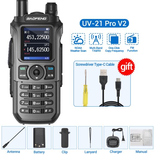 Afbeelding van Baofeng UV-21 Pro Walkie Talkie met Lange Afstand en Oplaadbare Batterij – Ideaal voor Kamperen, Outdoor en Hamradio Gebruik