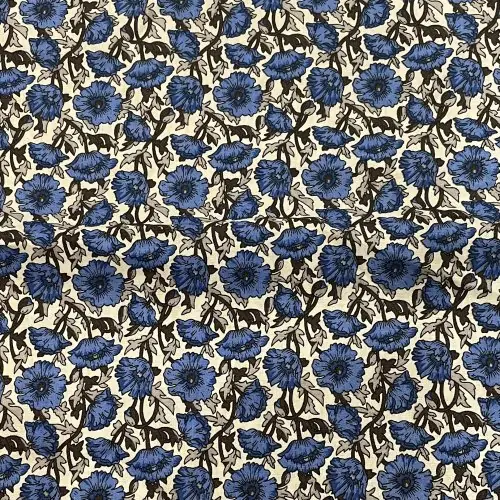 Image de Tissu Floral Imprimé Numérique 100% Coton - Style Années 40