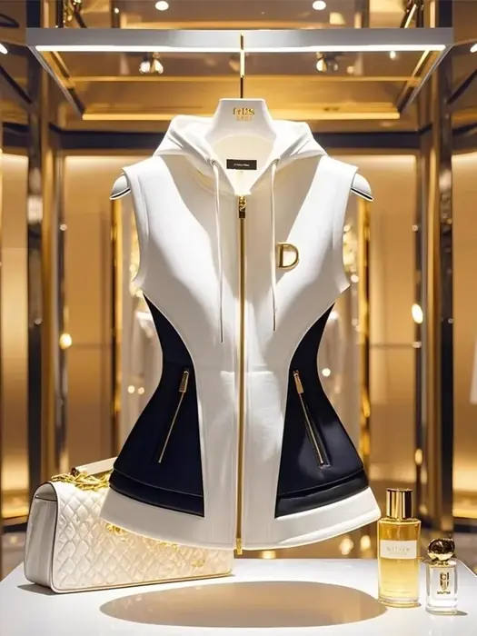 Image de Gilet à Capuche Élégant Femme - Contraste de Couleurs