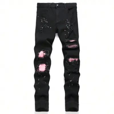 Image de Jeans Skinny Homme Y2K Déchiré - Style Hip Hop & Patchwork