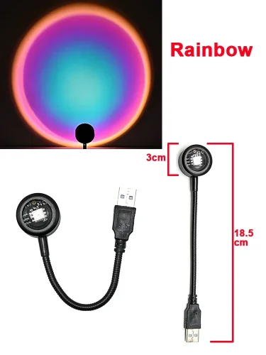 Imagen de Lámpara de puesta de sol USB, proyector de puesta de sol, luz de ambiente, sala de estar, dormitorio...