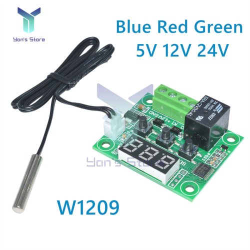 Imagen de Termostato Digital con Luz LED Azul y Roja, Controlador de Temperatura para 5V y 12V, Interruptor de Control de Temperatura con Termómetro Integrado