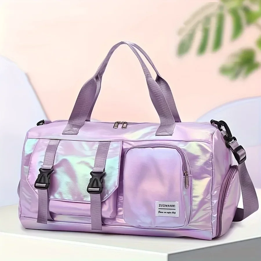 Bild von Praktische Damen-Reisetasche aus Nylon mit großem Fassungsvermögen – Weekender und Fitness-Tasche mit Schuhfach, vielseitige Handgepäcktasche für Sport, Reisen und Alltag