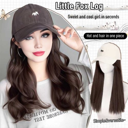 Bild von Synthetische Perücke mit Baseballkappe – Langes glattes Haar, Locken, Pferdeschwanz und Bob-Stil in 30–45 cm, ideal als Weihnachtsgeschenk für Damen und Herren