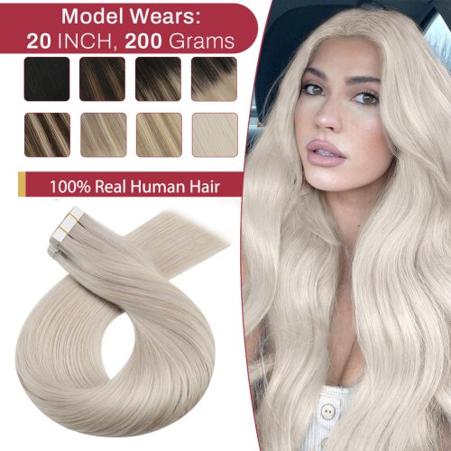 Image of Natural Balayage Tape-In Hair Extensions with Remy Human Hair – Invisible Seamless PU Skin Weft for Women, Straight & Full Volume