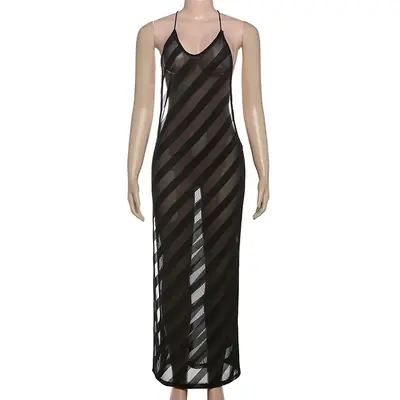 Image de Robe Fendue Sexy Sans Manches - Élégante & Moulante
