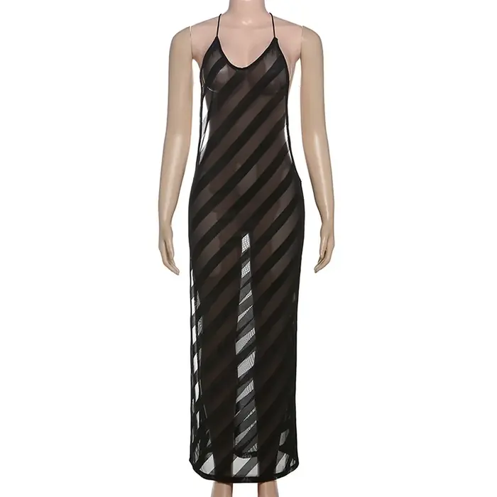 Image de Robe Fendue Sexy Sans Manches - Élégante & Moulante
