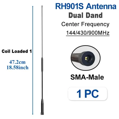 Image de Antenne RH901S SMA Mâle - UHF/VHF 144/430/900 MHz