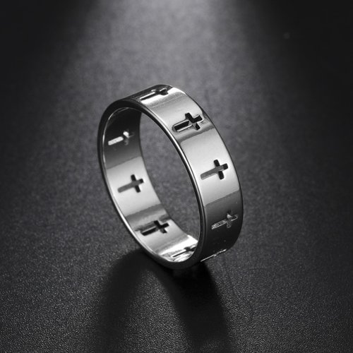 Immagine di COOLTIME Coppia croce gotica anelli in acciaio inossidabile colore argento gesù croce anello dito per uomo donna gioielli Punk regalo di nozze