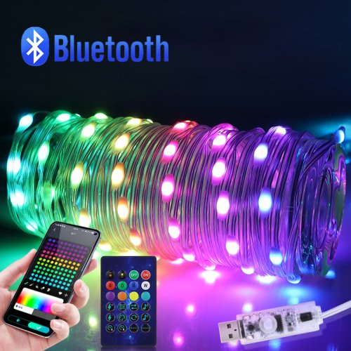 Image of Smart Bluetooth LED Fairy Lights for Christmas, Wedding, and Party Decor – 5m, 10m, 20m Color-Changing String Lights with App Control & DIY Modes