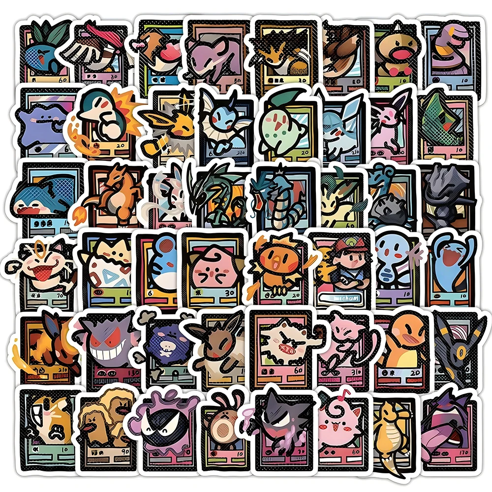 Zdjęcie 103 sztuk styl Pixel Anime Pokemon naklejki Pikachu Cartoon naklejki DIY walizka papiernicze wodoodporna naklejka dla dzieci