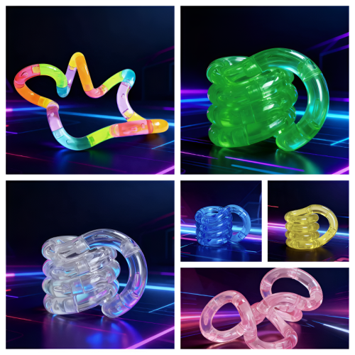 Image of Deformable Rainbow Rope Twist Stress Relief Toy – 1, 3, or 5-Piece Set for Anxiety Relief and Mindful Play