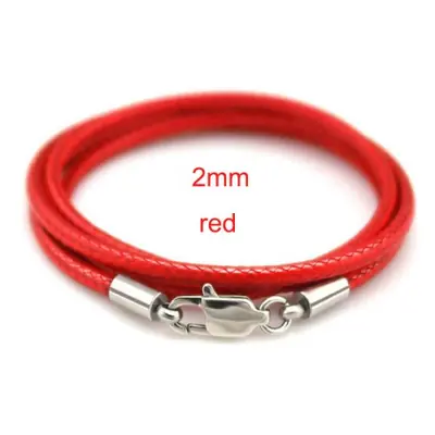 Image de Collier Chaîne Corde Cirée avec Cordon Cuir - Pendentif Homme & Femme