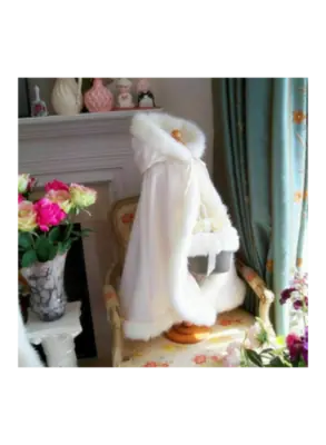 Image de Cape de Mariage Enfant - Fleur & Fourrure Artificielle