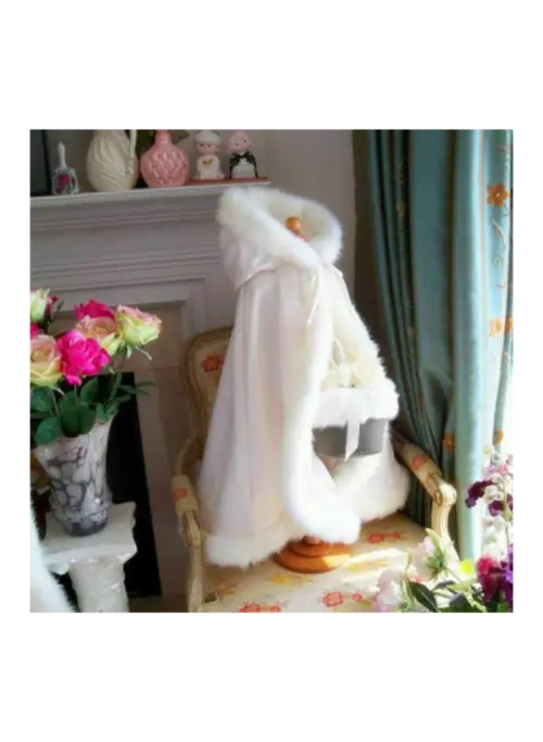 Image de Cape de Mariage Enfant - Fleur & Fourrure Artificielle