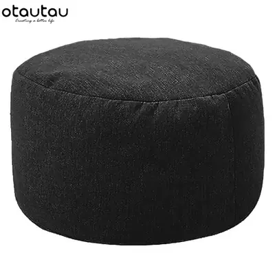 Pouf Rond en Lin - Tabouret Confortable 30 cm