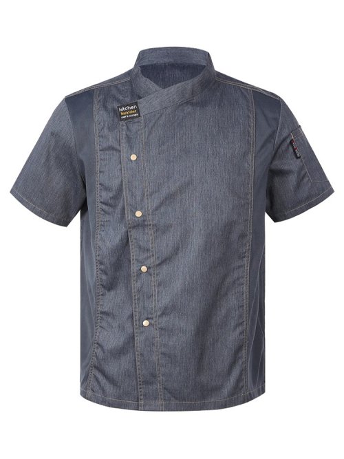 Afbeelding van Grijze Koksjas voor Volwassenen – Professionele Keukenjas voor Hotels, Restaurants, Cafés en Cake Shops – Comfortabele Werkuniform Jas voor Food Service