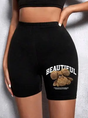 Image de Leggings Courts Ours Peluche - Style Drôle & Tendance