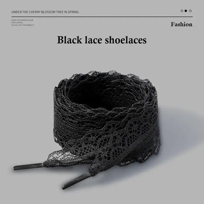 Image de Lacets Plats Fantaisie 2.9cm - Noir & Blanc