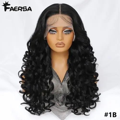 Image de Perruque synthétique lace front blonde ombrée avec baby hair