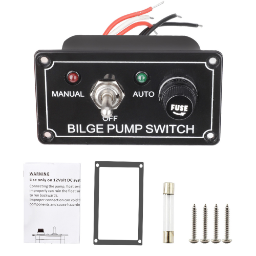 Afbeelding van 3 posities Marine lenspomp schakelpaneel DC 12V met zekering LED voor jacht camper vrachtwagen boot RV