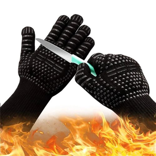 Bild von Hitzebeständige Silikon-Ofenhandschuhe – Lange, Feuerfeste Grillhandschuhe für Küche, BBQ, Smoker und Camping