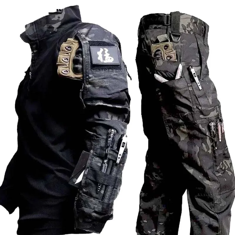 Afbeelding van Tactische Camouflage Set voor Buitentraining: Waterdichte, Sneldrogende en Ademende Gevechtsshirts voor Jacht en Outdoor Activiteiten