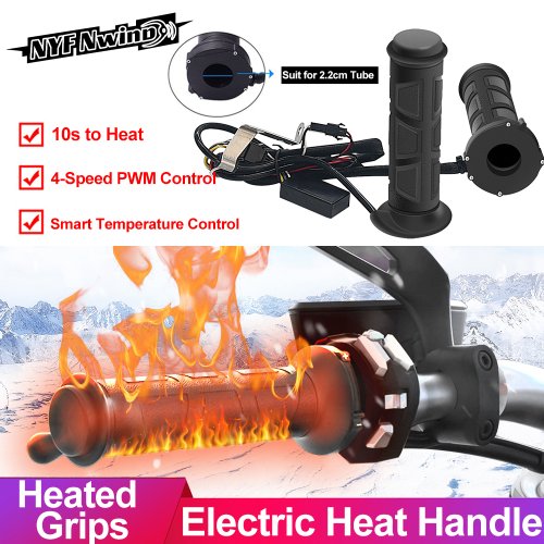Immagine di Manopole Riscaldate a Mano per Moto, Scooter e Ciclomotore - Maniglie Elettriche Regolabili con Scaldamani 22mm per Vespa, Motocross e Bar