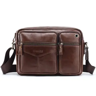 Image de Sac Bandoulière Homme en Cuir Véritable - Élégant & Pratique